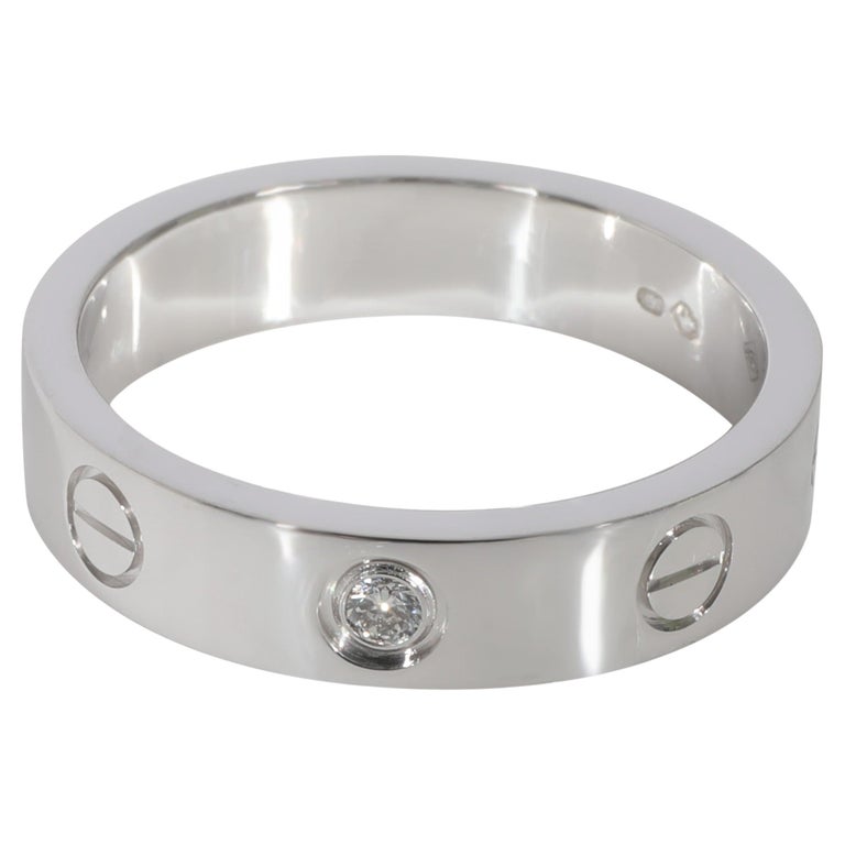 CARTIER 18K White Gold 6 Diamond 5.5mm LOVE Ring 53 6.5 495549 ...