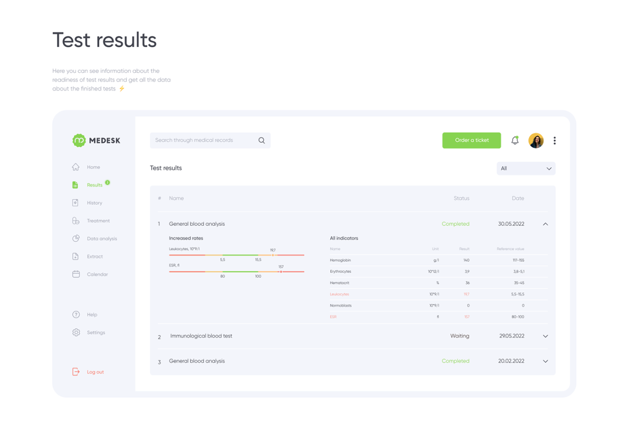 Electronic medical record on Behance