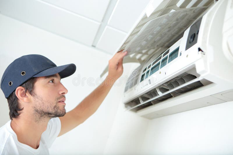 Fixing and Maintaining Air Conditioning System Stock Photo - Image of ...